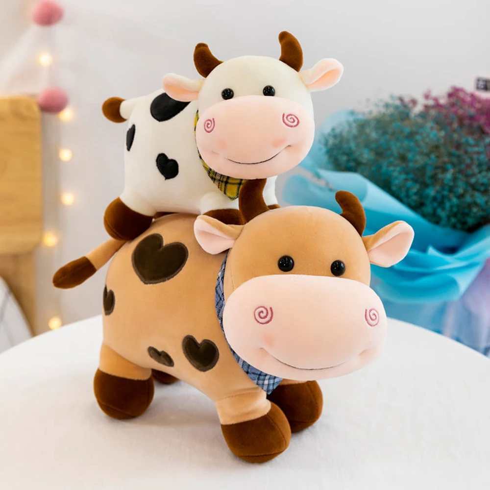 Boneka sapi zodiak Super lembut, mainan dekorasi tiga warna lucu dan menarik 25CM untuk anak laki-laki dan perempuan