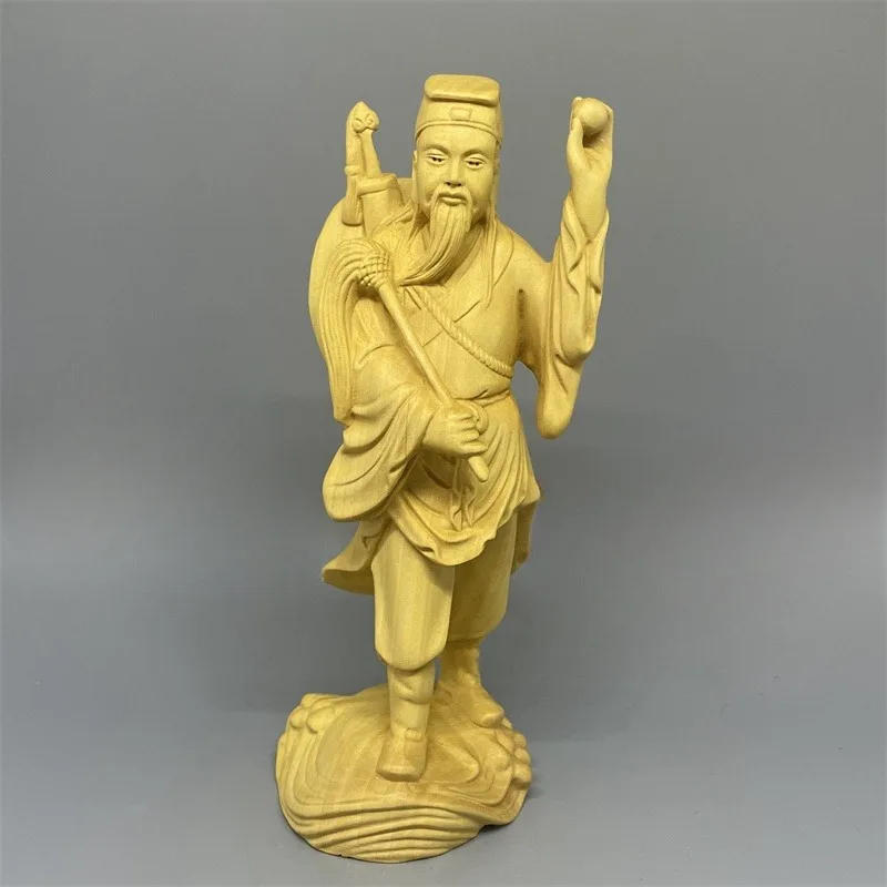 

Hand-Carved Boxwood Lu Dongbin Statue - 6.1"x2.6"x2.2" Chinese Immortal Sculpture for Home Decor, Birthday Gift