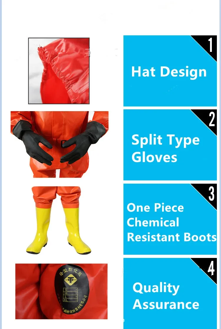 Lightweight Semi Sealed Integrated Chemical Protective Clothing Secondary Chemical Protective Clothing Acid And Alkali Resistant