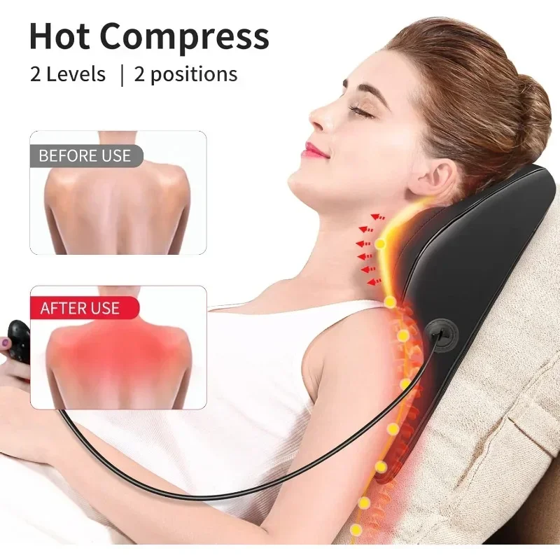 Back Massager with Heat, Massagers for Neck and Back, 3D Kneading Massage Pillow for Back, Neck, Shoulder, Leg Pain Relief