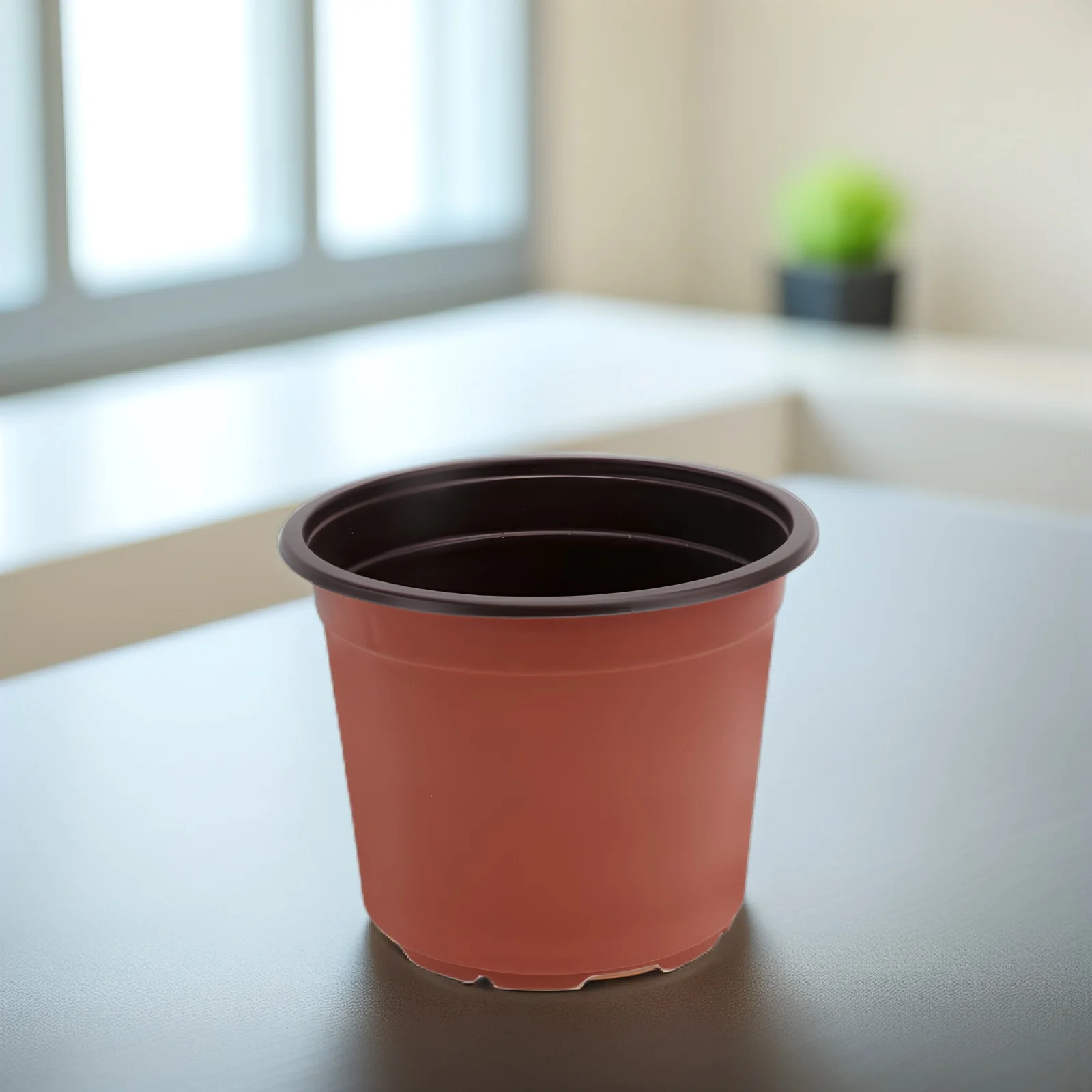 

Plastic Flower Pot Self Watering Large Brown Nursery Pots for Desk Bookshelf Table Gardening Succulents Storage