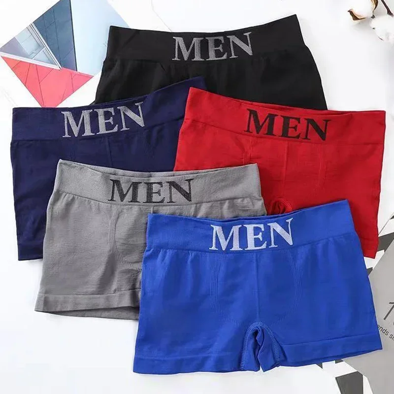3/4 pezzi mutandine maschili boxer intimi da uomo boxer uomo traspirante mutande solide comodi pantaloncini di marca intimo blu nero