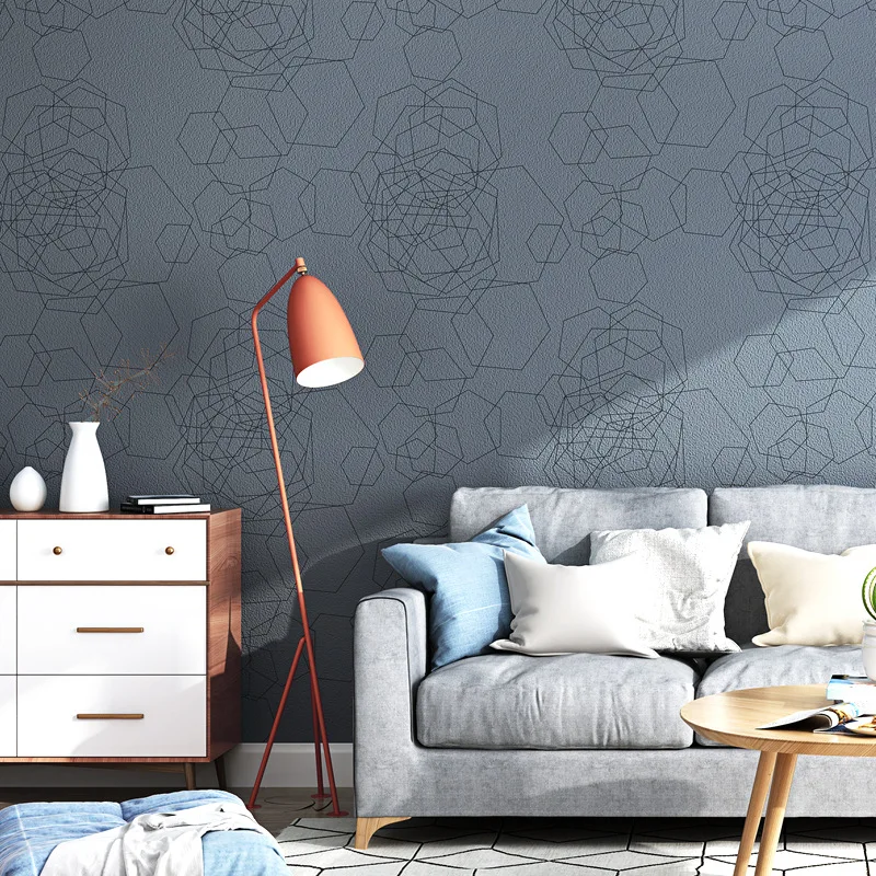 

Nordic style pure pigment grey wallpaper family living room bedroom TV background wall blue wallpaper modern and simple