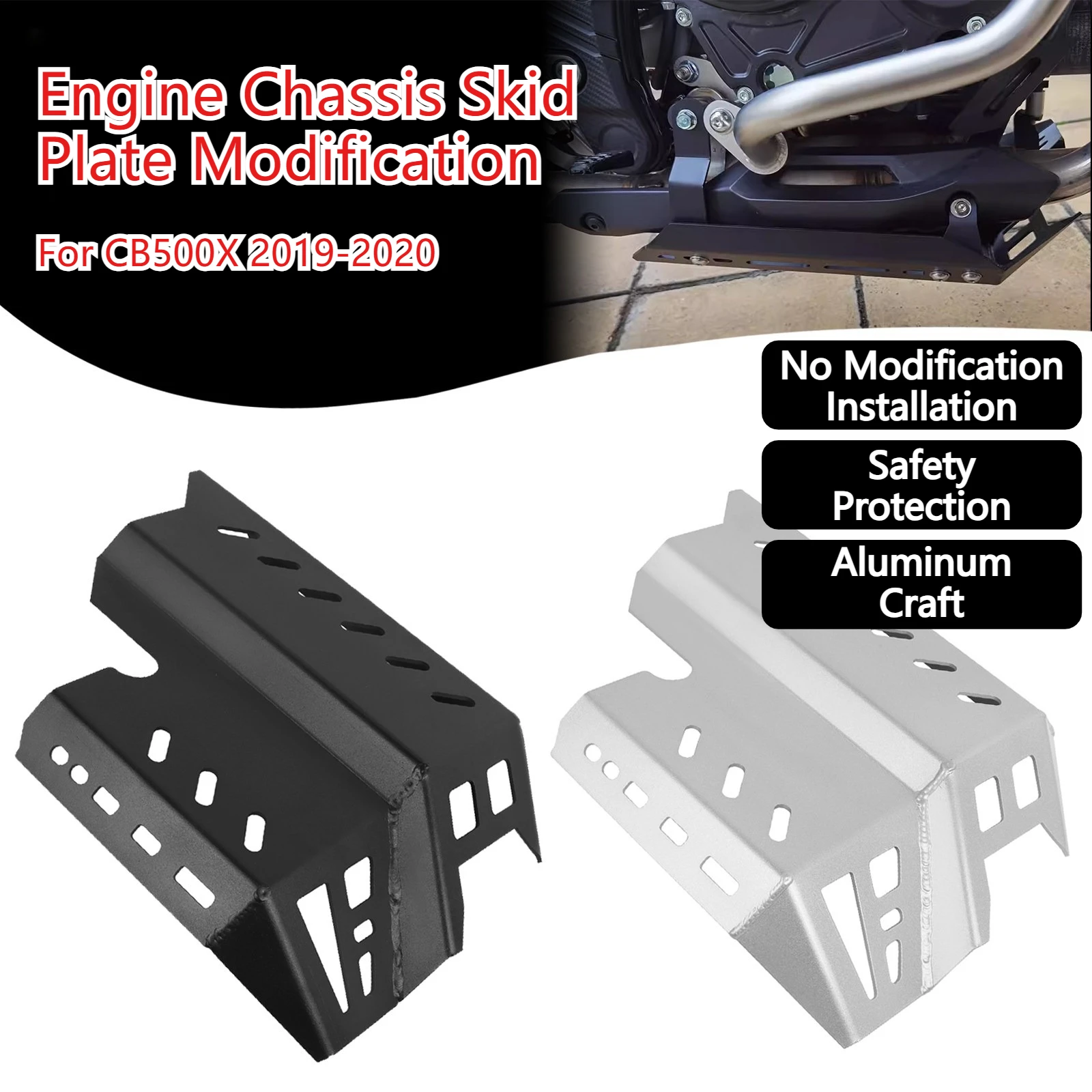 For Honda NX400 NX500 CB500X 2019-2020 Motorcycle Engine Skid Plate Aluminum Chassis Guard Belly Pan Protector