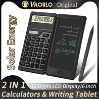 2-In-1 Solar Powered Calculator & 6 Inch Writing Tablet Foldable 12 Digit LCD Display For Office Student Teachers Accountant