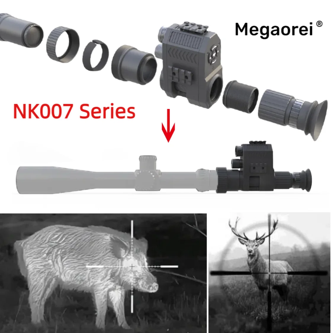 

Megaorei Hunting Night Vision Scope Monocular Video Infrared IR Camera for Riflescope Optical Sight Hunting Camera