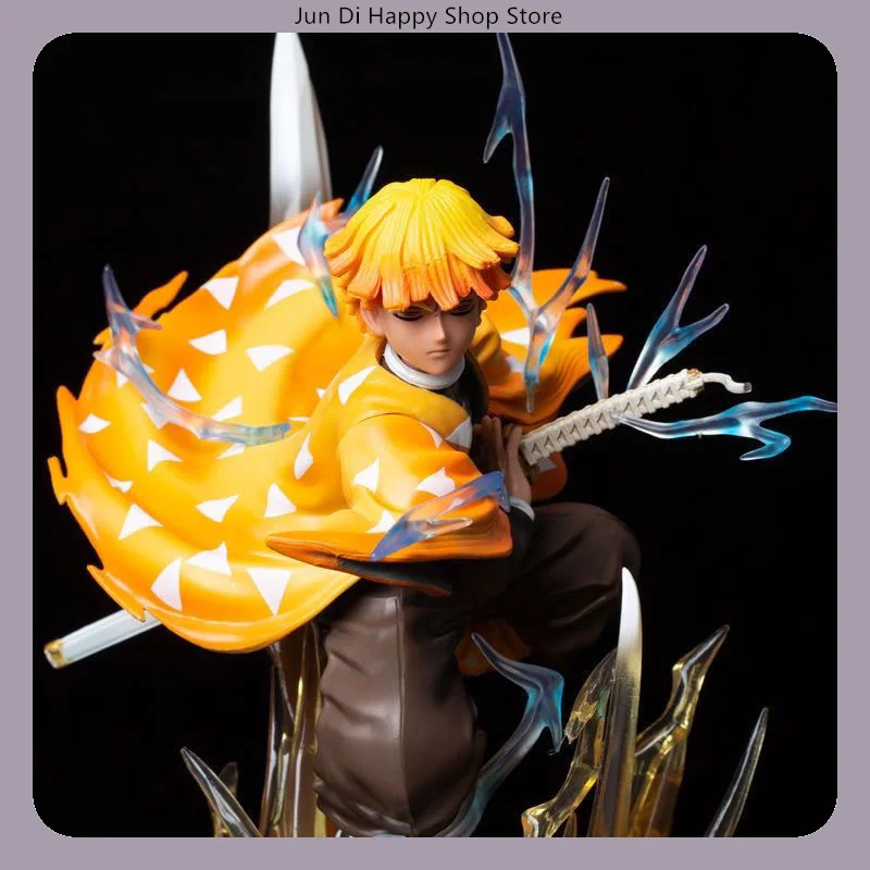 35cm Demon Slayer Zenitsu Thunderclap and Flash Light-up Anime Figure Model Statue Desktop Decoration