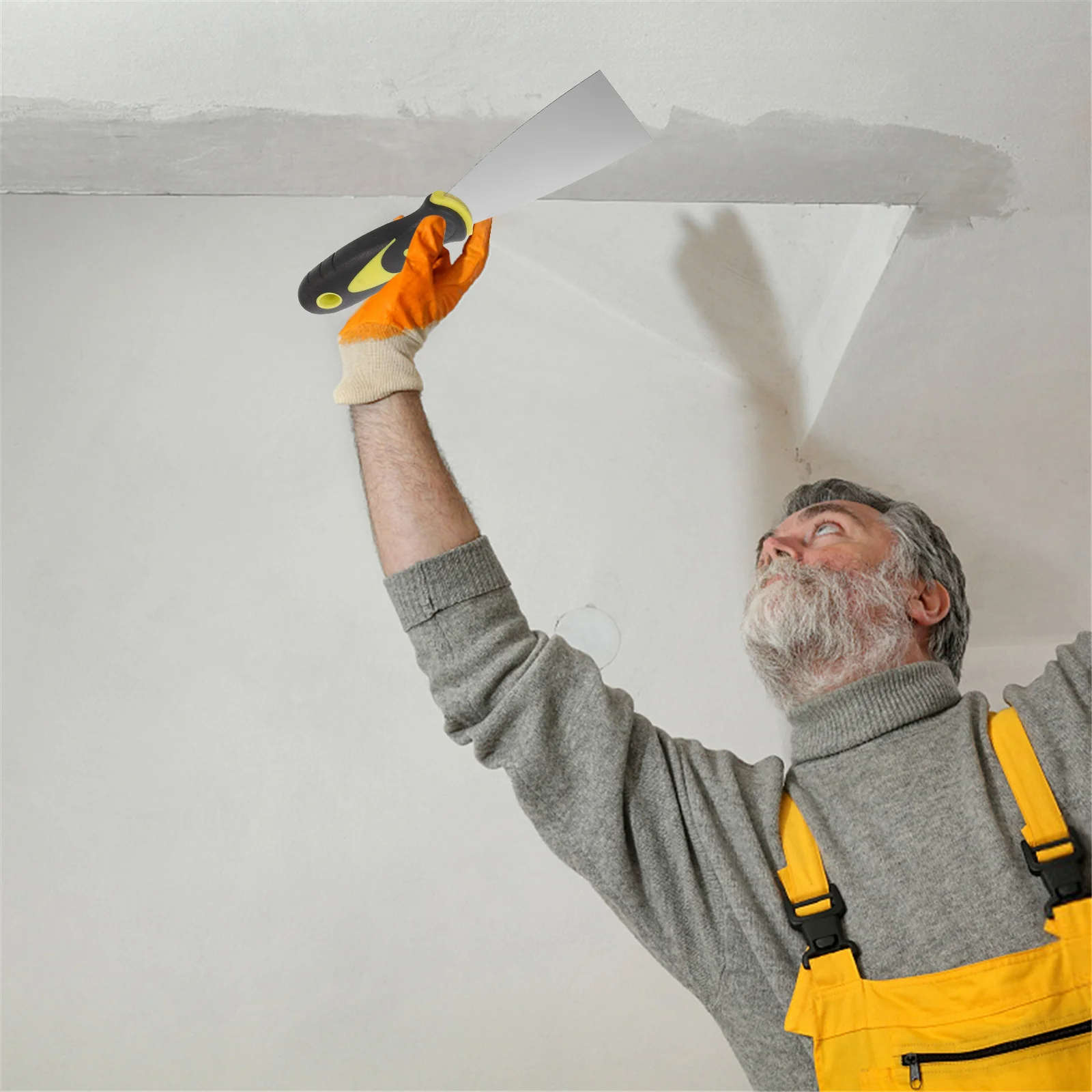 4Pcs Dual Color Handle Stainless Steel Spatula Set for Wallpaper Decals Removal and Patch Repair Work Metal Scraper