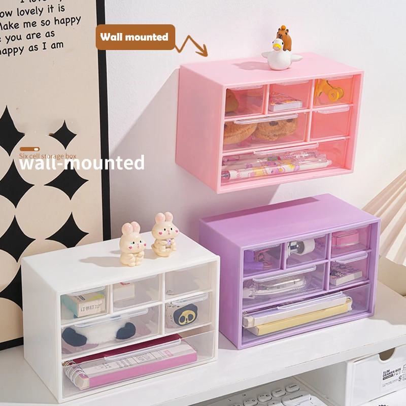 Multi-layer Desktop Storage Box Large Capacity Dustproof Organizing Box Multifunctional Transparent Six Grid Drawer Storage Box