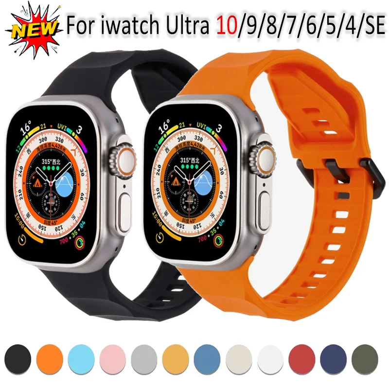 سيليكون الفرقة ل أبل ساعة الترا 2/1 49 مللي متر 46 مللي متر 45 مللي متر 44 مللي متر 42 مللي متر 40 مللي متر 41 مللي متر معصمه iWatch سلسلة 10 9 8 5 SE 6 5 4 اكسسوارات