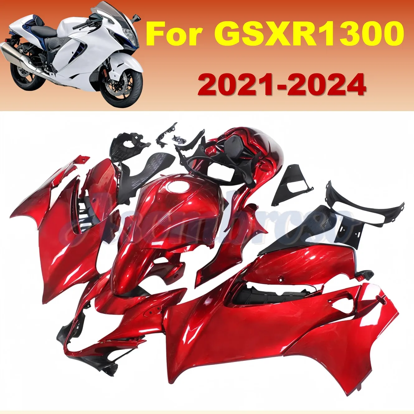 

Custom Full Fairings Kit for Hayabusa GSXR1300R 2021 2022 2023 2024 GSX 1300R Cherry Red Motorbike
