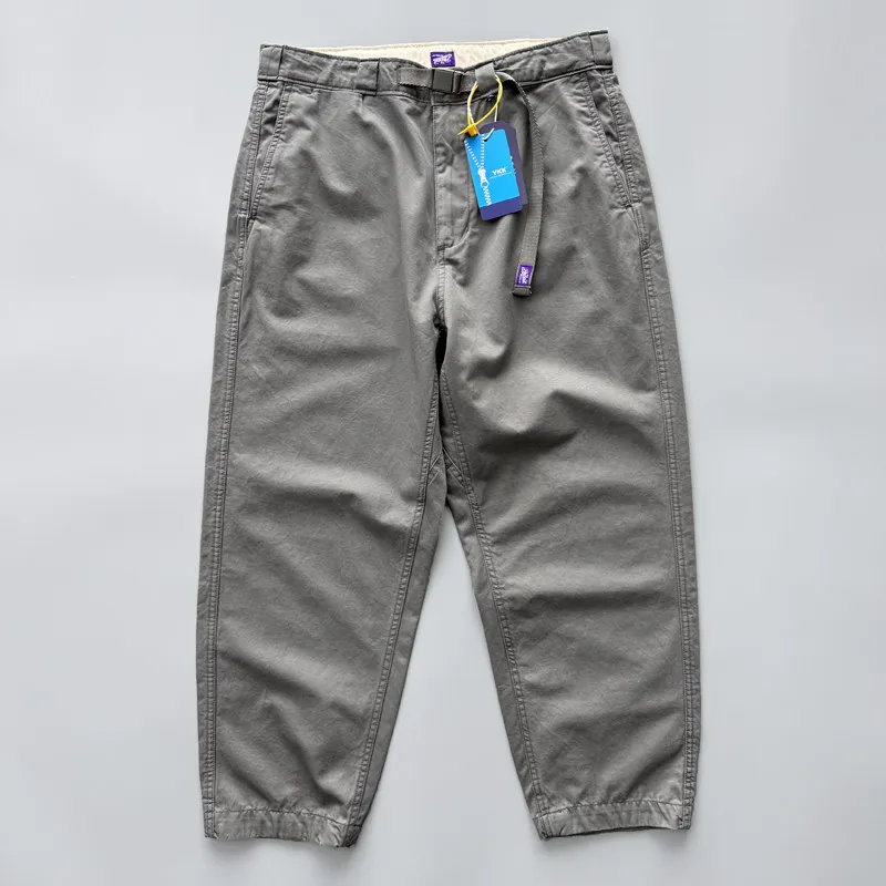Lightweight Japanese Tapered Casual Pants for Men 2026 Spring Summer Thin 100% Cotton Tapered Loose Wide-leg Cropped Trousers