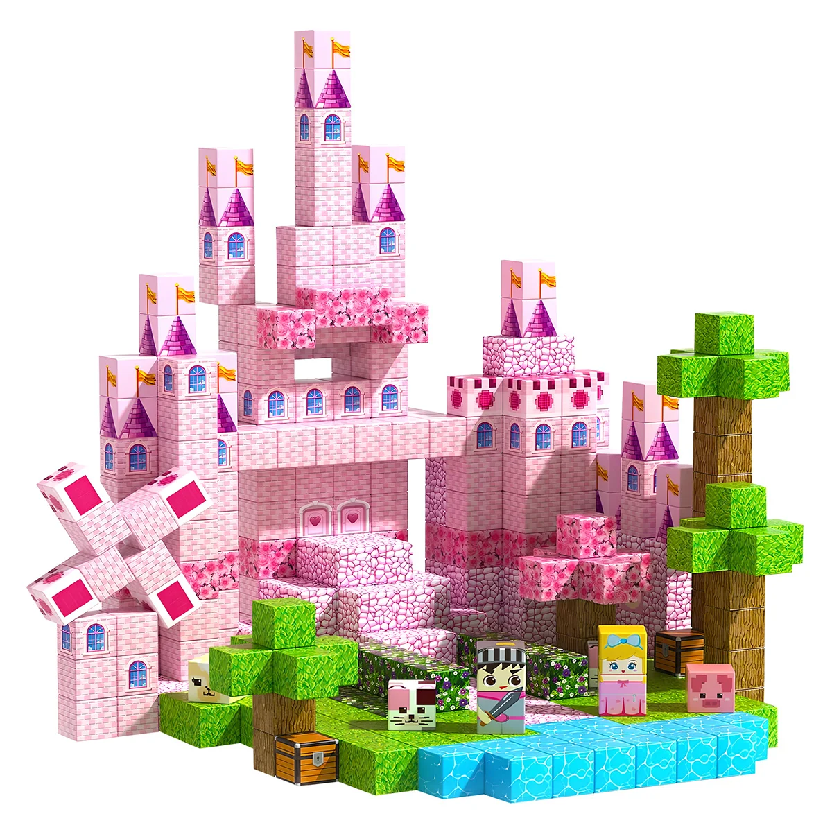 Kersenbloesems kasteel magnetische bouwstenen, vonkcreativiteit en bouw architectonische vaardigheden, kerst- en Halloweencadeaus