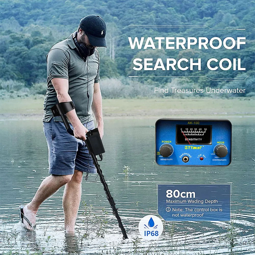 AK-100 metal detector. Adjustable height,professional underground metal jewelry search instrument.Battery-powered (not included)