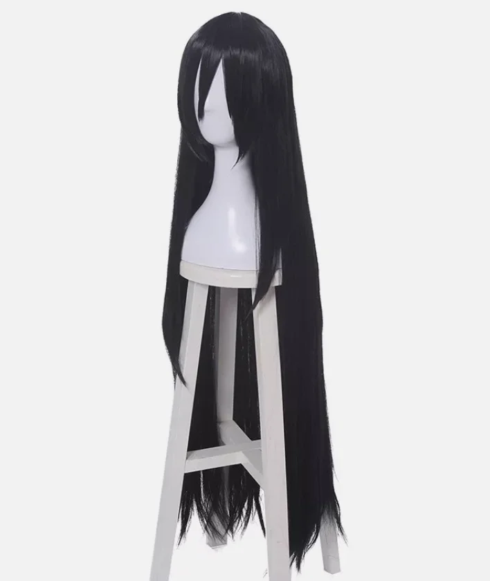 Kazuto Kirigaya Shana Pelucas completas de cosplay negras Peluca de pelo con flequillo largo y recto de 39 pulgadas