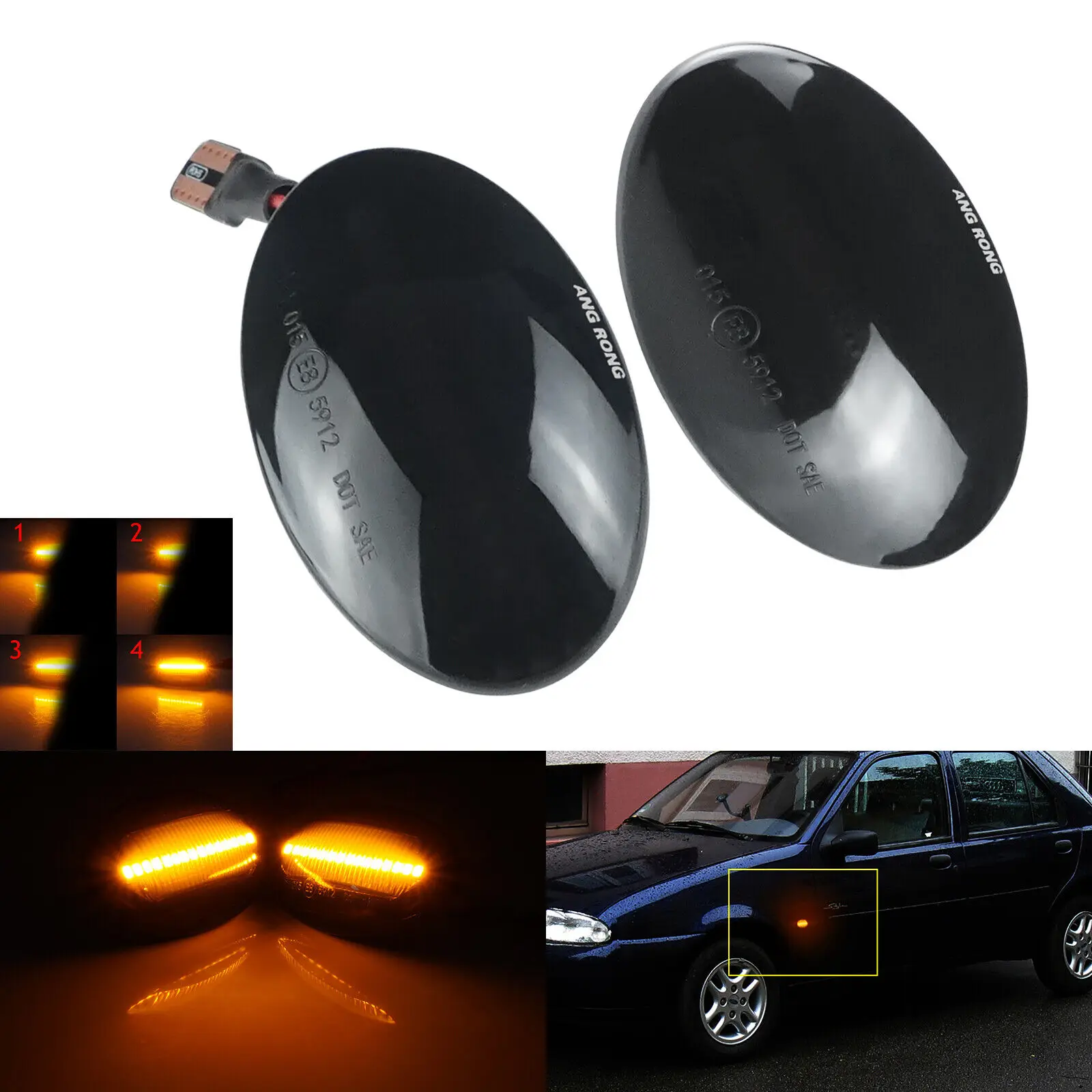 2x Dynamic LED Side Indicator Repeater Light For Ford Transit MK6 MK7 Fiesta 3 4 Mondeo I Ka Sequential Marker Side Repeaters