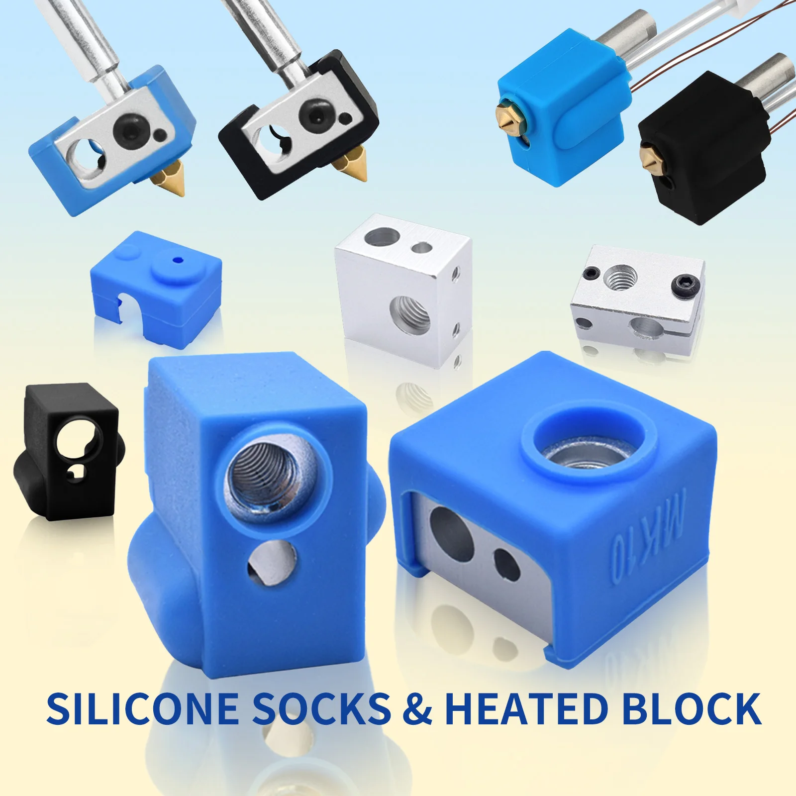 Skarpety silikonowe do E3D V6/V5 MK8 MK9/MK10/Volnaco podgrzewany blok rękaw Hotend obudowa ochronna do części drukarki 3D bloki grzewcze
