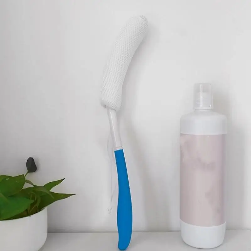 1 Uds. Cepillo de baño suave para espalda, cepillo de malla para fregar ducha de baño con mango, masajeador exfoliante, suministros de baño