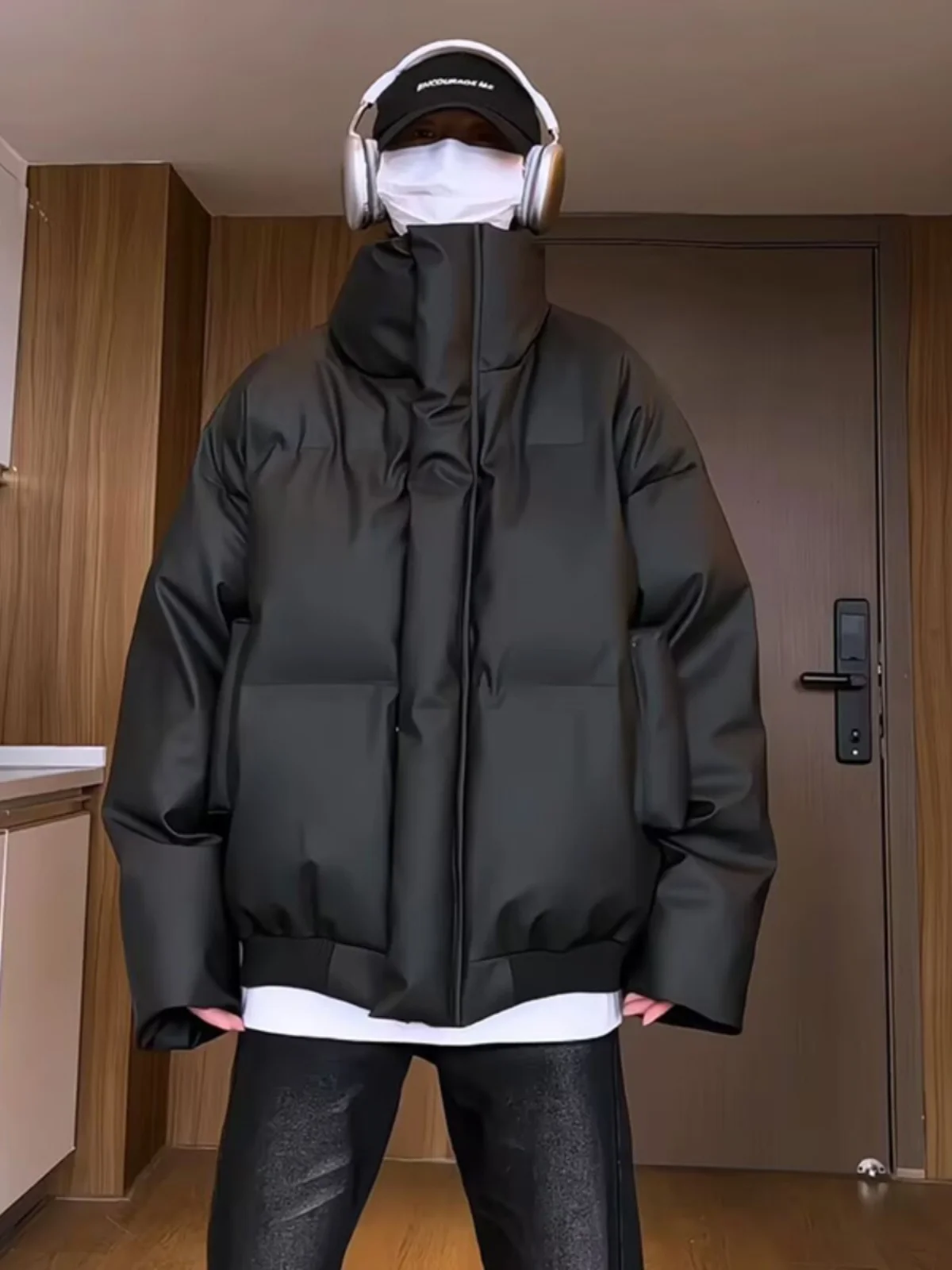 

Мужская теплая зимняя куртка из искусственной кожи и хлопка с воротником-стойкой, повседневная молодежная верхняя одежда