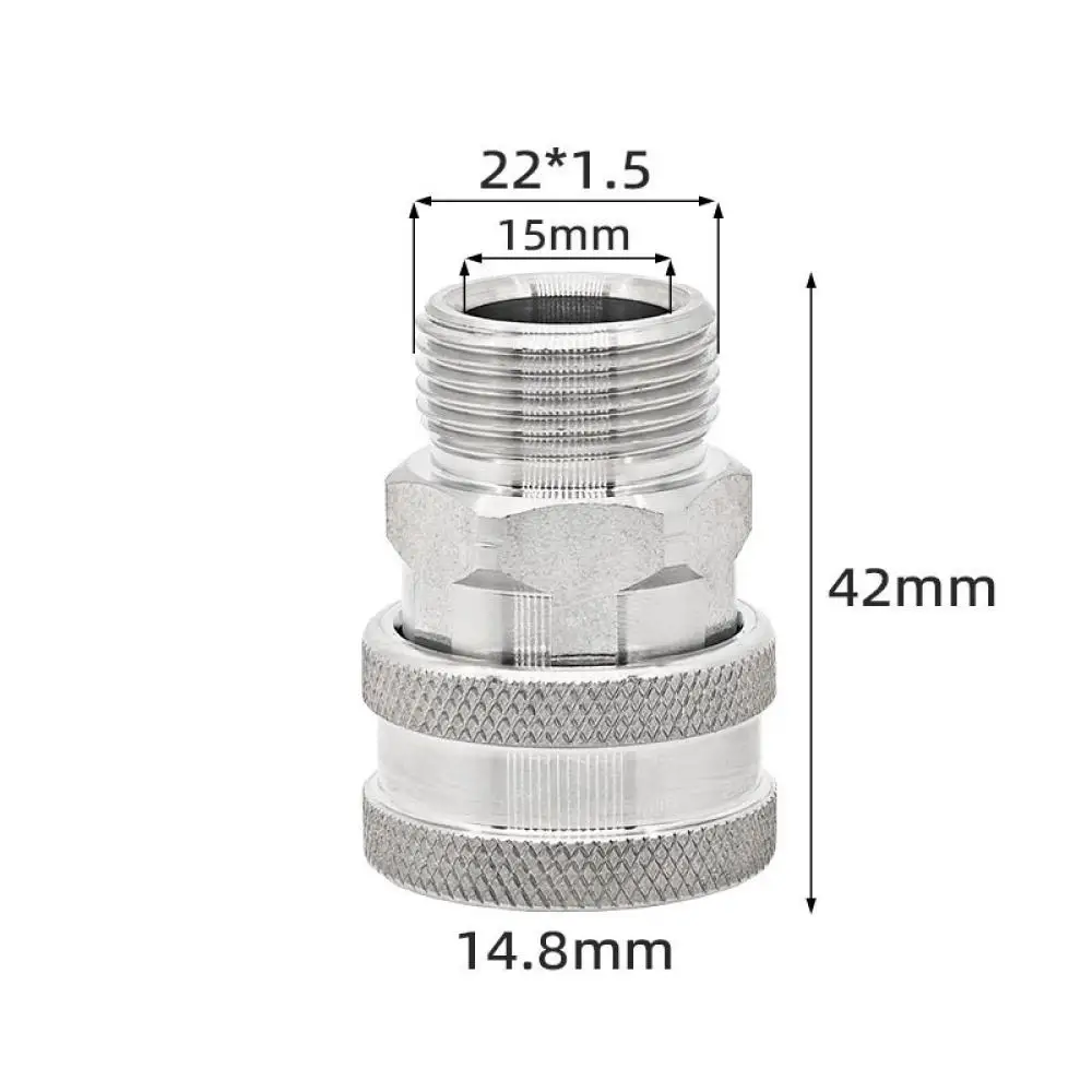 Pressure Washer Hose Quick Connect Adapter Stainless Steel M22 M14 Thread Fitting For Car Wash Water Pipe Applicator Spare Part