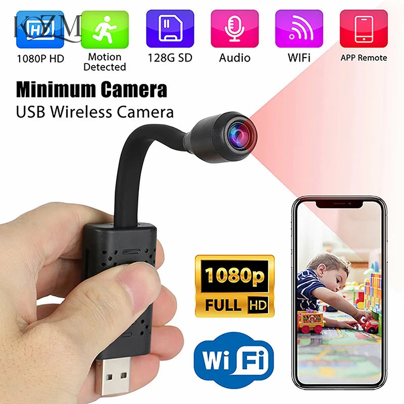 WiFi Mini Cameras Smart Home With Night Vision USB Joint SD Card Cloud Storage Portable Remote Alarm Security Protection