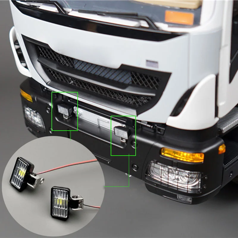 1:14th Scale LED Rectangular Spotlight for Tamiya RC Truck SCANIA 770S R620 VOLVO BENZ Arocs MAN TGX Car Accessories