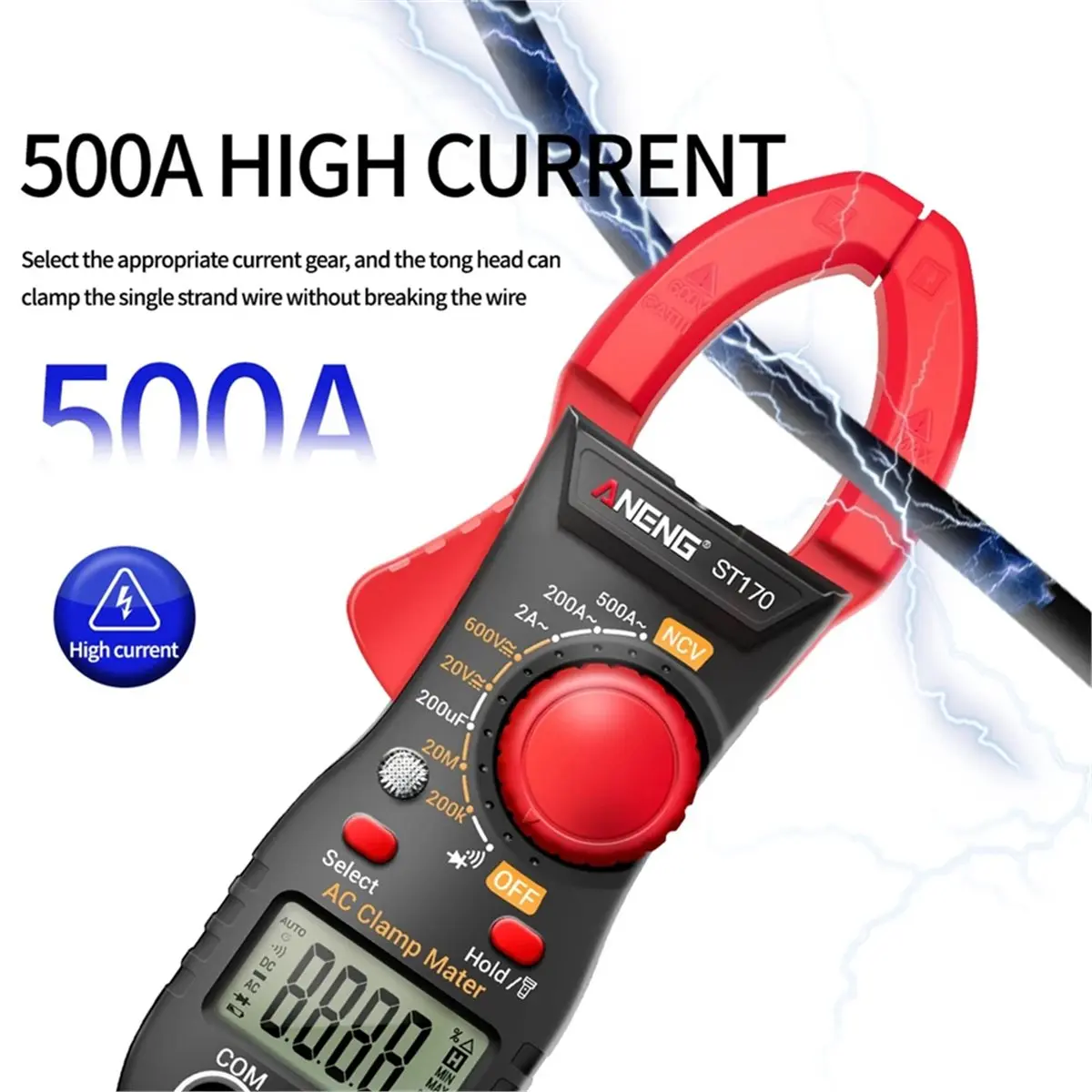 【COUNTDOWN DEAL】 ANENG ST170 Professional Clamp Meter for Car Repair, AC/DC Voltage, Capacitance Tester