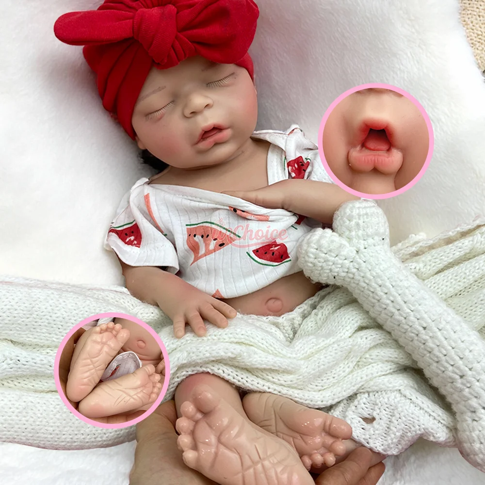 18" schlafende Neugeborene Bebe Mädchen voller weicher Silikon handgemachte wiedergeborene Babypuppe Ultra realistische Haut Touch Neugeborene Puppe Spanien Künstler