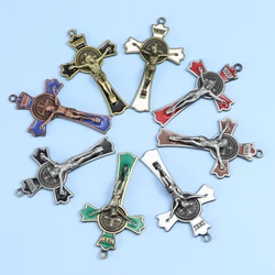 10PCS Passion of St. Jesus Pendant Set Colorful Enamel Cross Pendant Christian&Catholic Jewelry Religious Charm Accessories