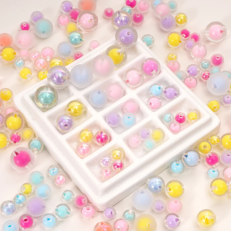 8/10/12/14/16MM 20/30/50Pcs/Bag Acrylic Matte/Transparent/Color-coated Medium Beads Loose Spacer Beads For DIY Jewelry Making - Image 4