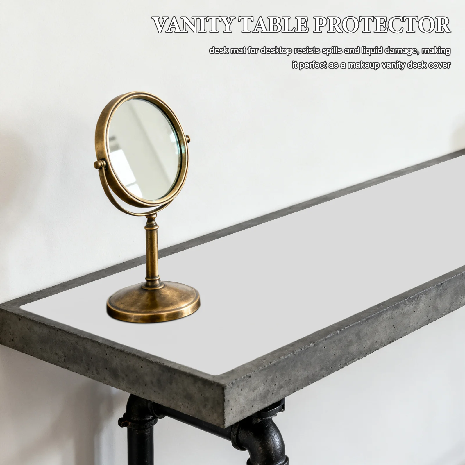 

48X16 Inch Makeup Table Pad Waterproof Pu Desk Mat Non-Slip Scratch Resistant Vanity Cover For Girls Women Dorm Home