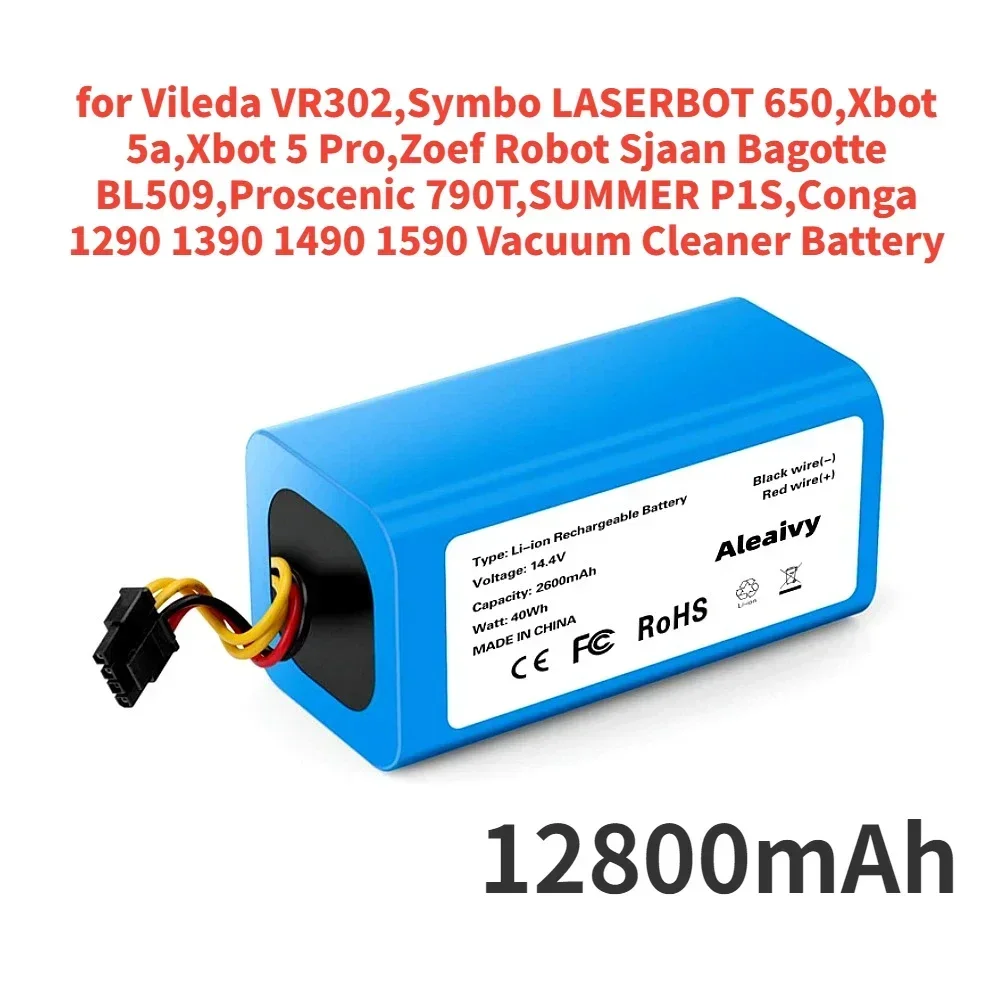 

14.4V 12800mAh 3500mAh Lithium-ion Battery For Cecotec Conga 1290 1390 1490 1590 Robot Vacuum Cleaner Battery Gutrend Echo 520