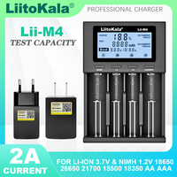 LiitoKala Lii-M4 18650 LCD Display Smart Charger Test Capacity Suitable For 3.7V 26650 18350 21700 18500 1.2V AA AAA 4 Slots