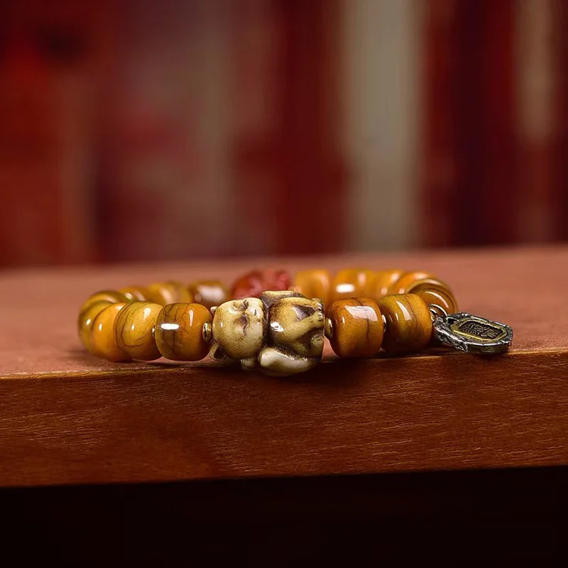 

Поделки с обратным потоком, одиночные круглые агатовые бусины, аксессуары из кости яка, мужской и женский винтажный браслет