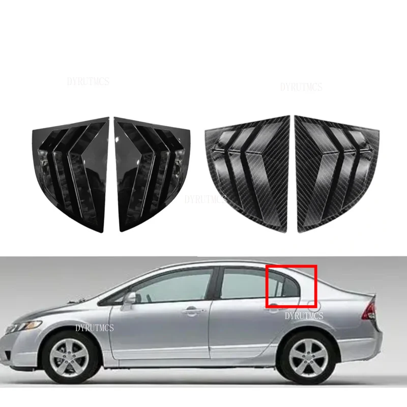 

For Honda Civic Senda 8th 2006 2007 2008 2009 2010 Rear Side Window Blinds Trim Cover Louver Stickers Frame ABS Carbon Fiber