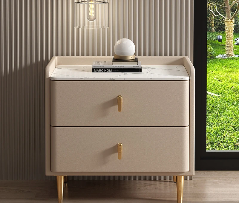 

Two-drawer Simple Bedside Table Modern Durable with Light Luxury High-end Feel for Home Use Master Bedroom Bedside Table