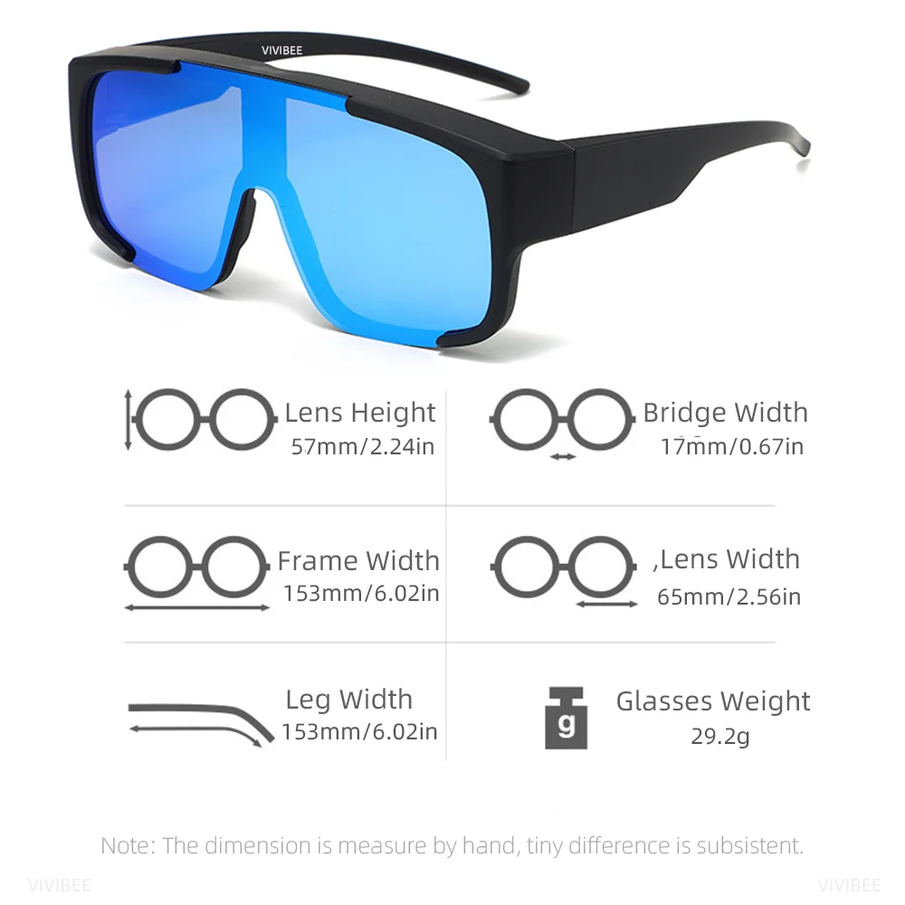 VIVIBEE Coole Polarisierte Sonnenbrille Fit Über Brille Männer Fahren Übergroße UV400 Photochrome Angeln Outdoor Frauen Große Brille – Detail 6