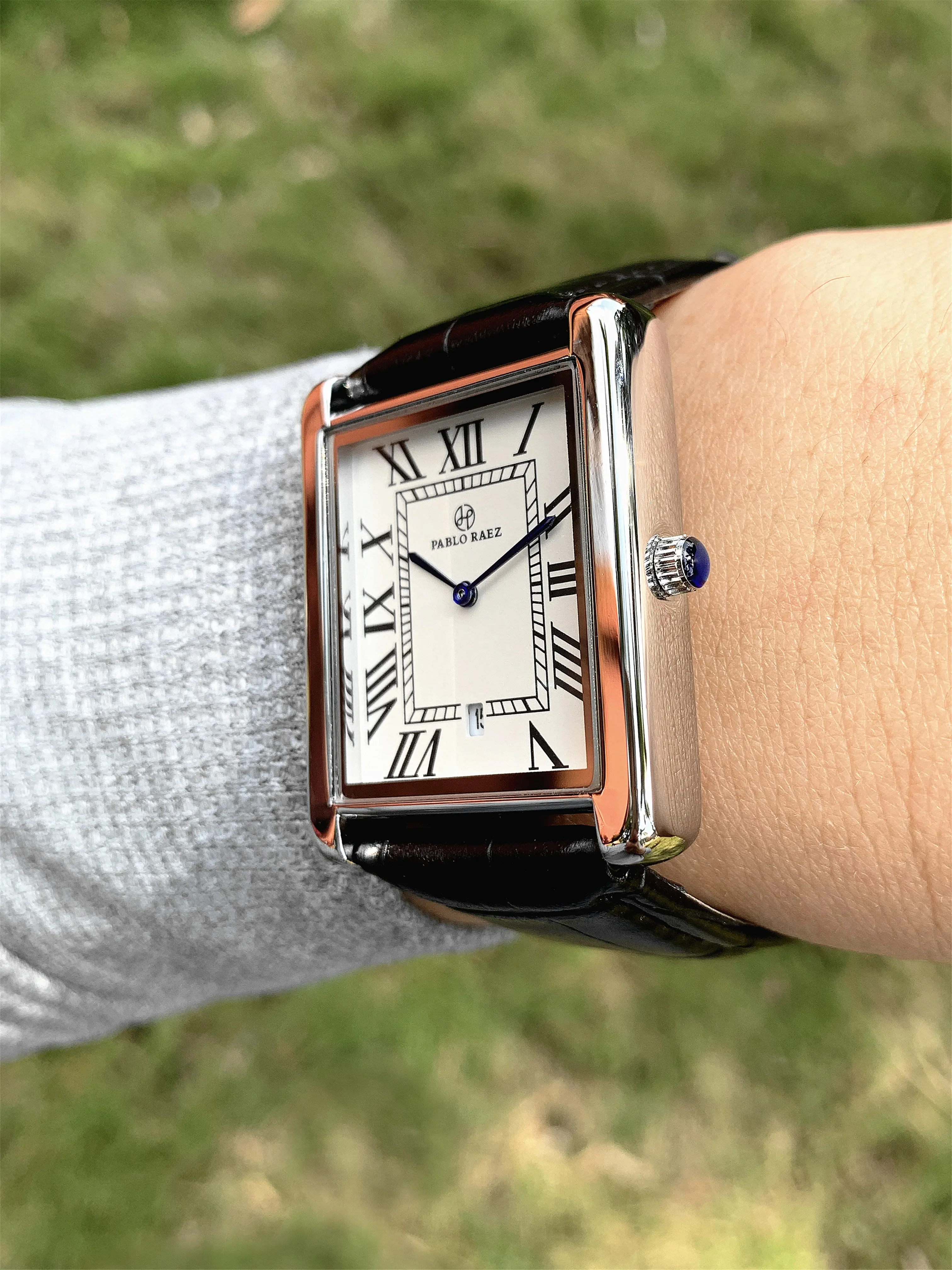 PABLO RAEZ Rectangle High Quality Casual Man Watch Blue Hands Date Black Leather Steel Luxury Original Style Women Wristwatches - Image 5