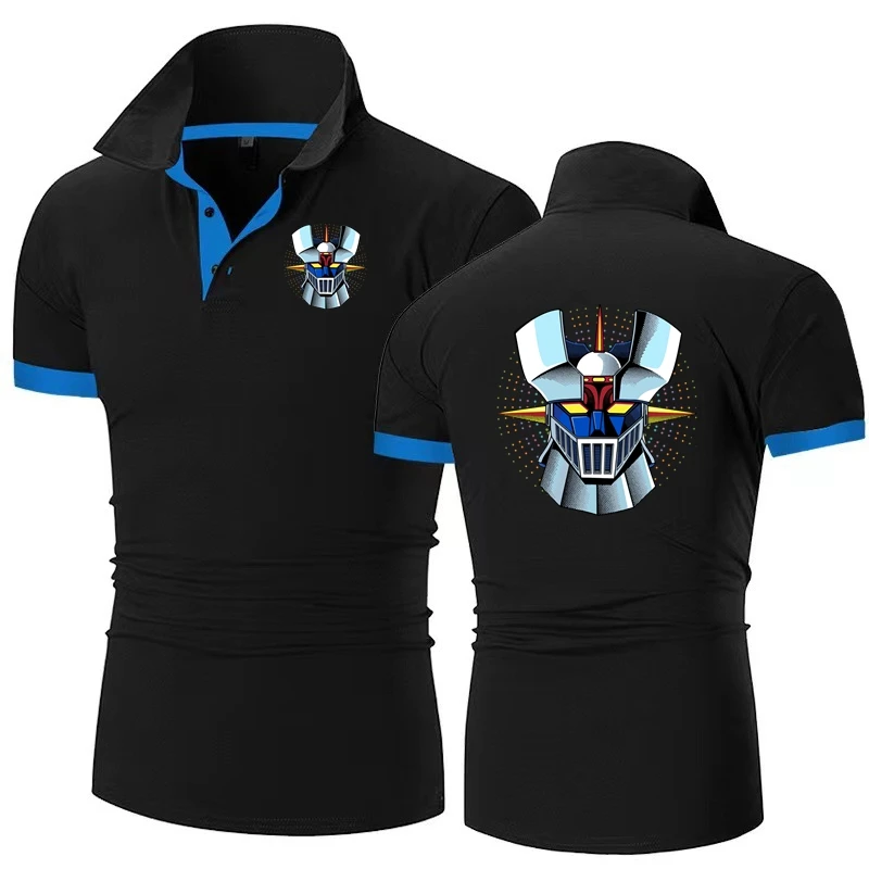 Mazinger Z Anime POLO Shirt For Men Old Manga Robot Movie POLOS Shirt Black Basic Men's Shirt For Boys POLO Shirts 068