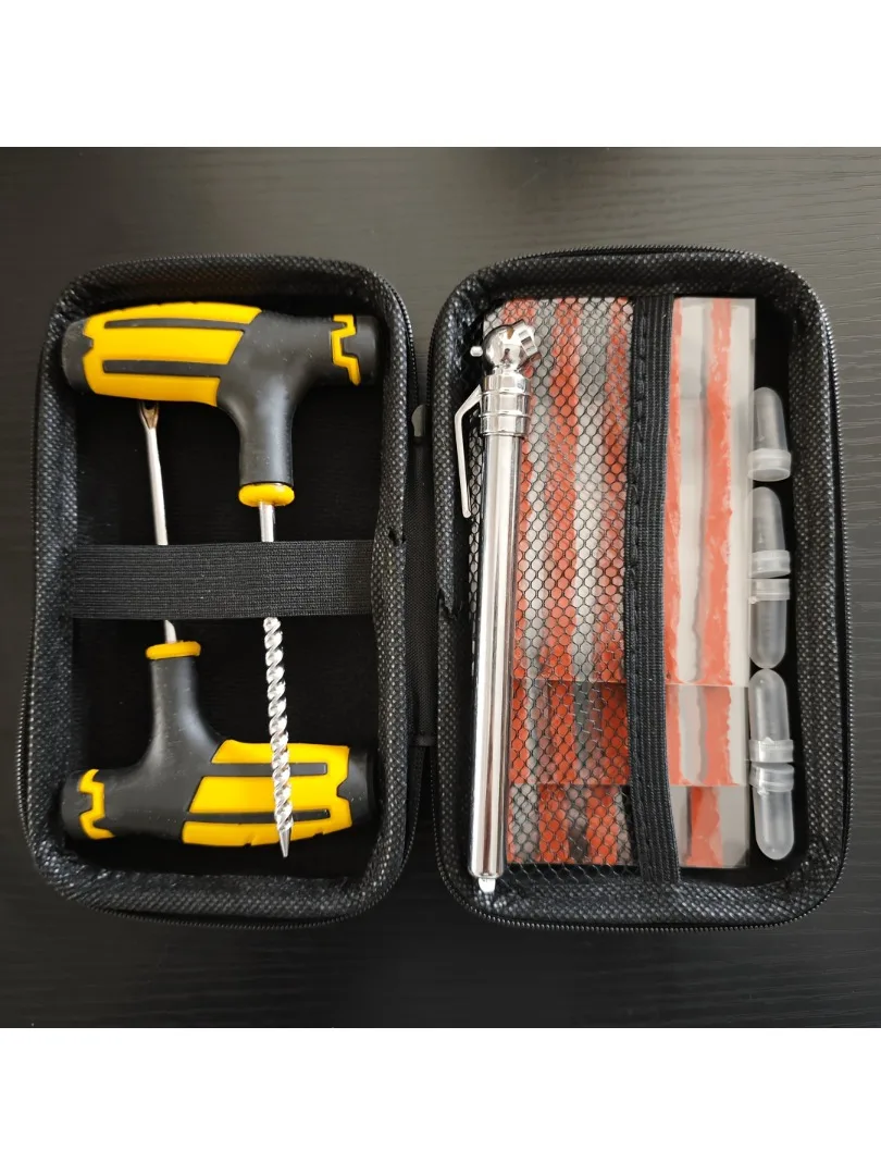 AliExpress NONE Complete Tyre Repair Kit With Tyre Pressure Pen Storage Bag Plug Strips Tools For Car Motorcycle Bike Emergency Roadside Fix