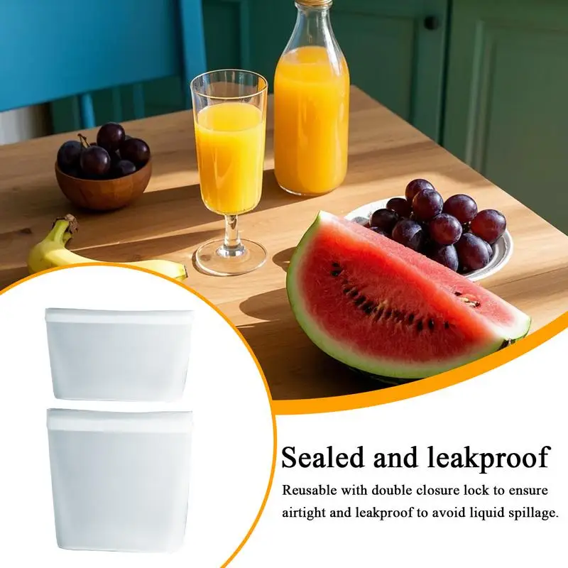 

Reusable Ziplock Bags Silicone home multi-purpose food storage bags freezable high temperature resistant travel containers