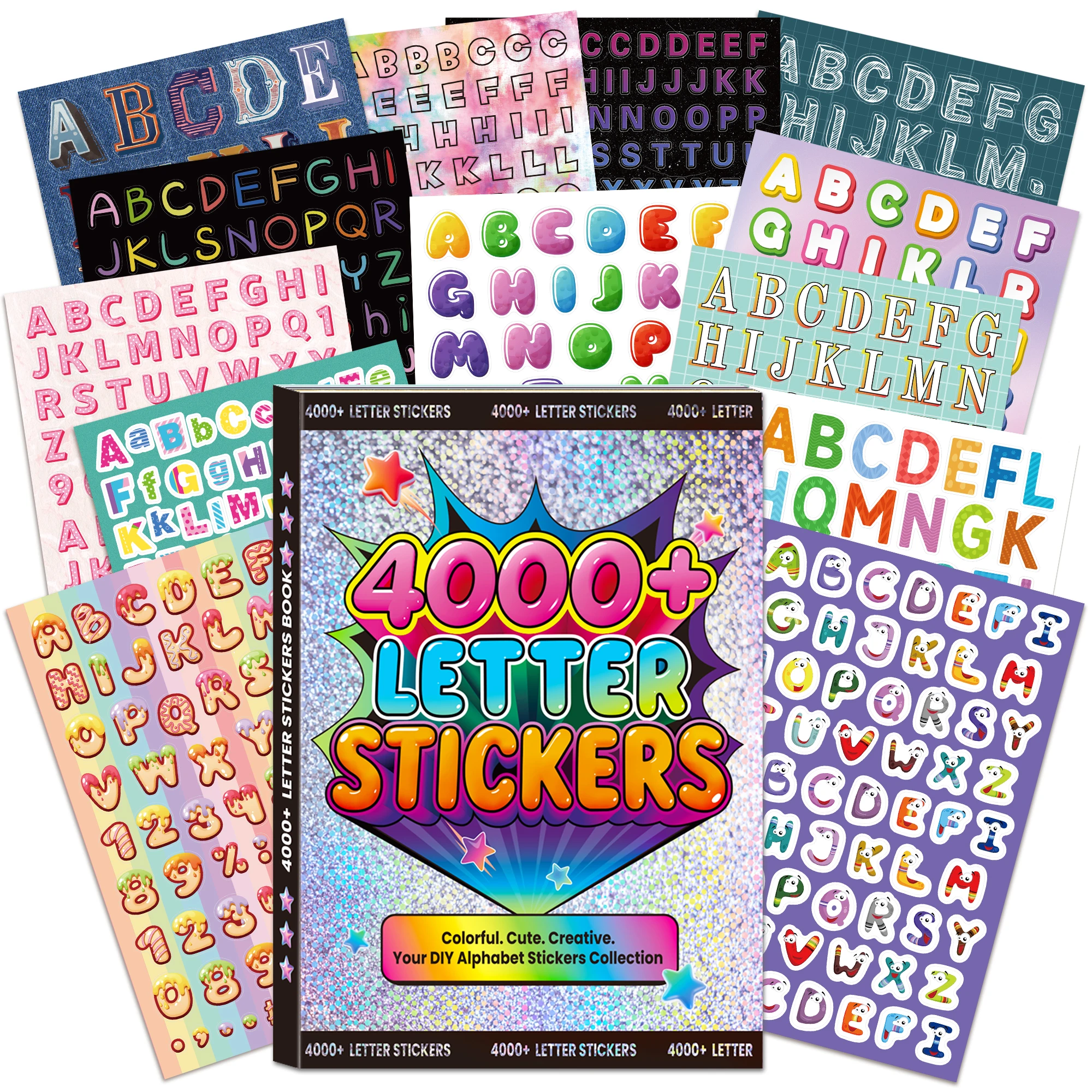 

4000Pcs Letters Stickers|A-Z Letter Number Stickers|Self-Adhesive Stickers for DIY Crafts Water Bottles School Project Party