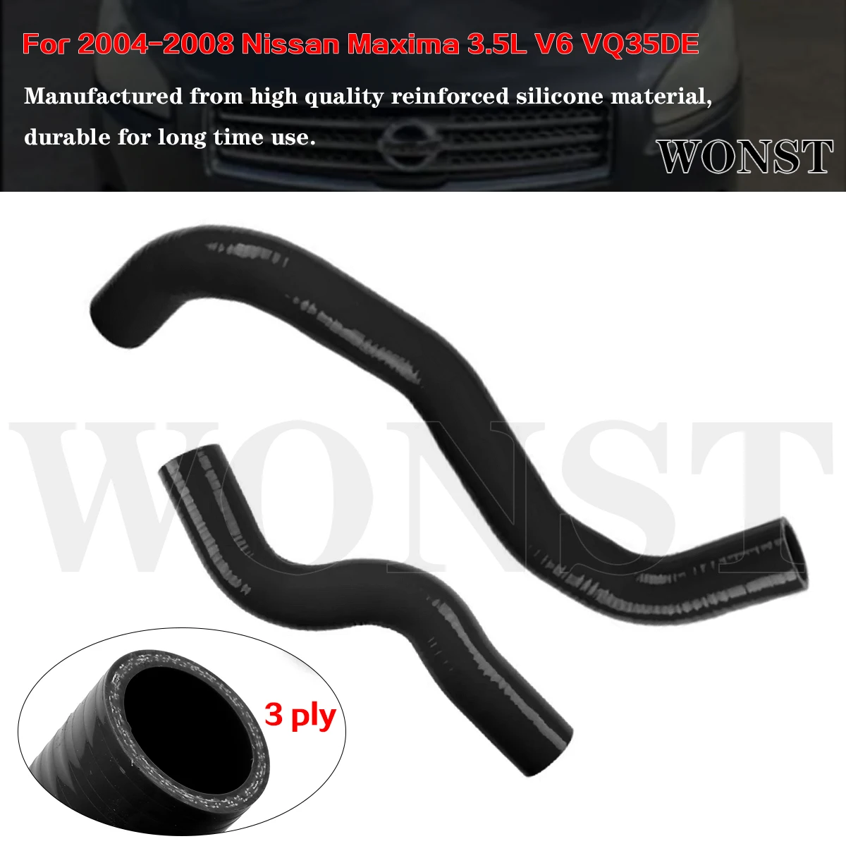 

For 2004-2008 Nissan Maxima 3.5L V6 VQ35DE by OBX-R Car Silicone Radiator Coolant Pipe Tube Hose Kit