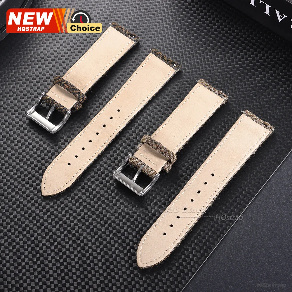 18mm 20mm 22mm Tweed Nylon Strap for Omega Smartwatch Leather Quick Release Band for Seiko Bracelet for Rolex Vintage Universal view 5
