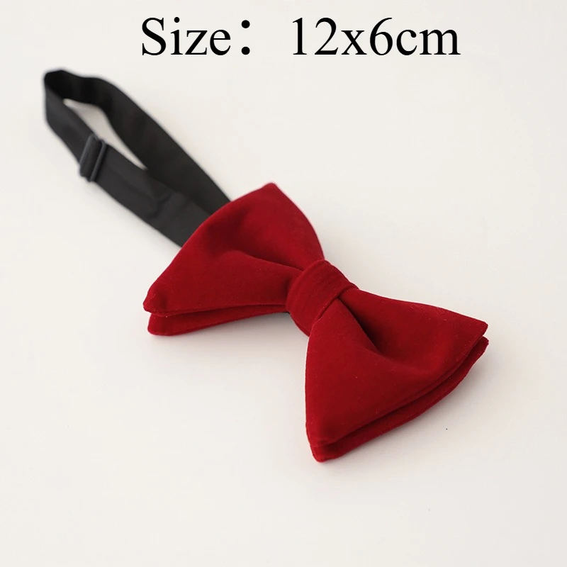 Solid Color Velvet Horn Bow Tie, Korean Style Elegant Bowtie For Stage Show, Performance, Banquet Party Formal Accessory Present