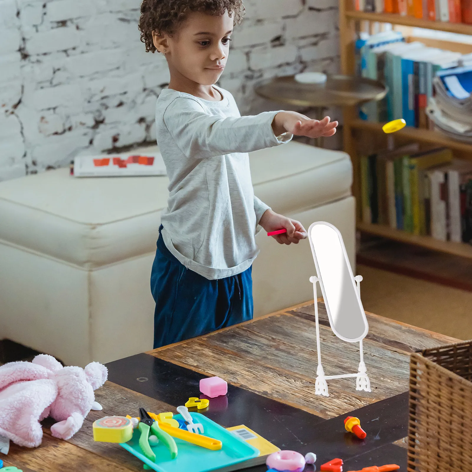 

2Sets Miniature Dressing Mirror Fine Craftsmanship Realistic Look Small House Decor Ideal for Mini Scene Arrangement Accessories