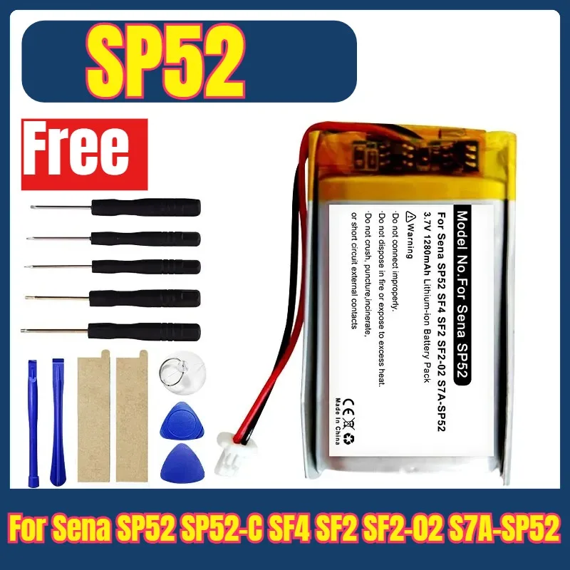 

3.7V 1280mAh Battery for Sena SP52 SP52-C SF4 SF2 SF2-02 S7A-SP52 Motorcycle Bluetooth Headset Helmet Intercom XK 752439