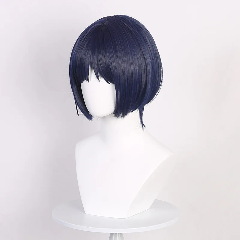 Genshin Impact Scaramouche Cosplay perruque Inazuma pays éclapse Simulation cuir chevelu avec des reflets grisâtre bleu faux cheveux perruque