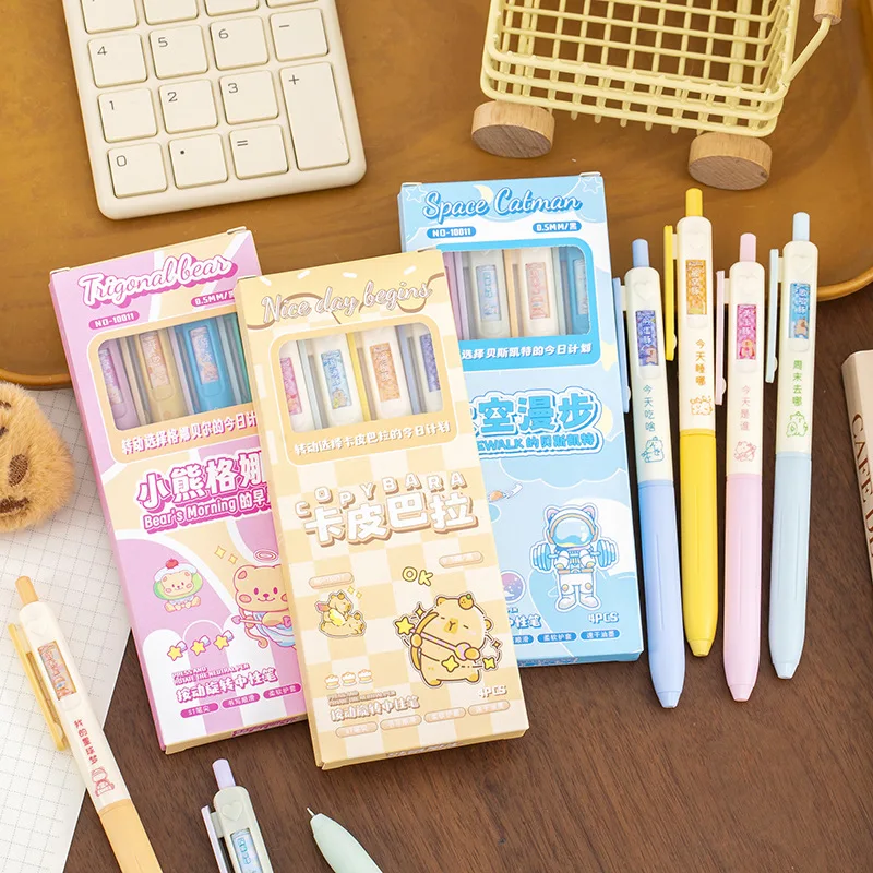 

4 шт., креативная капибара, аэрокосмическая толчок, вращающийся текст, декомпрессионный пресс, нейтральная ручка, студенческие канцелярские принадлежности, призы