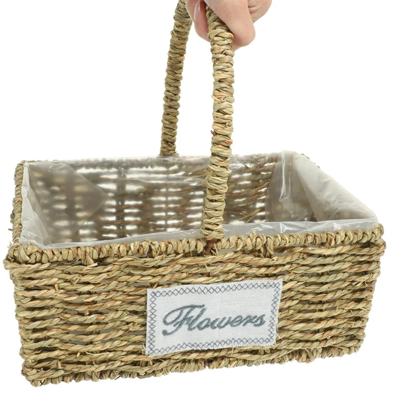 PORK-cesta decorativa cesta de mercearia pote decorativo cesta de mesa para tecer cesta de armazenamento desktop quadrado cesta manual